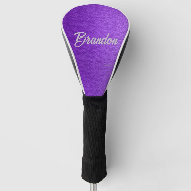Custom name purple leather golf head cover (Front)