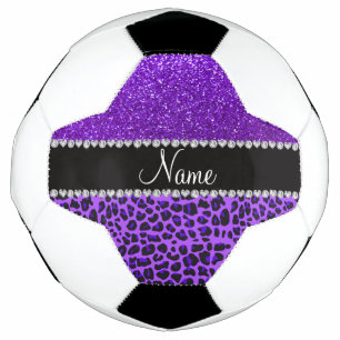 Custom name purple leopard indigo purple glitter football