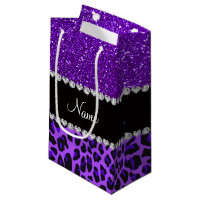 Custom name purple leopard indigo purple glitter
