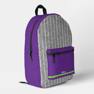 Custom Name Purple   Personalised  Printed Backpack