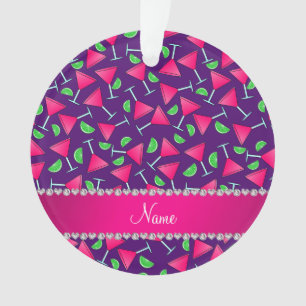 Custom name purple pink cosmos limes ornament
