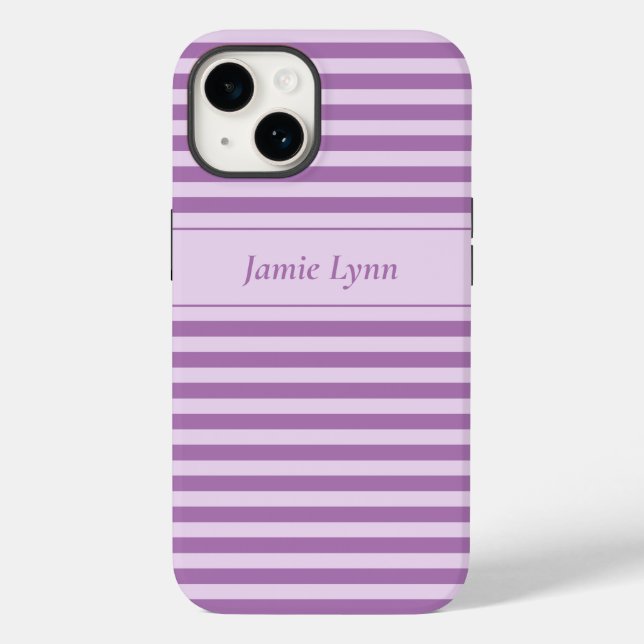 Custom Name Purple Stripes Case-Mate iPhone Case (Back)