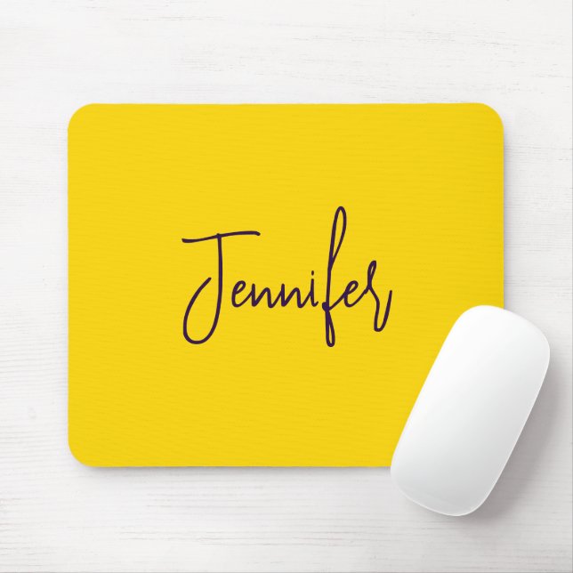 Custom name purple text yellow mouse mat (With Mouse)