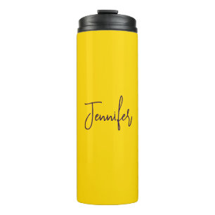 Custom name purple text yellow thermal tumbler