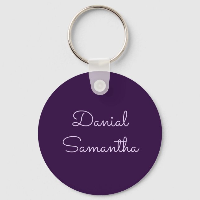 Custom Name Purpule Personalised  Key Ring (Front)