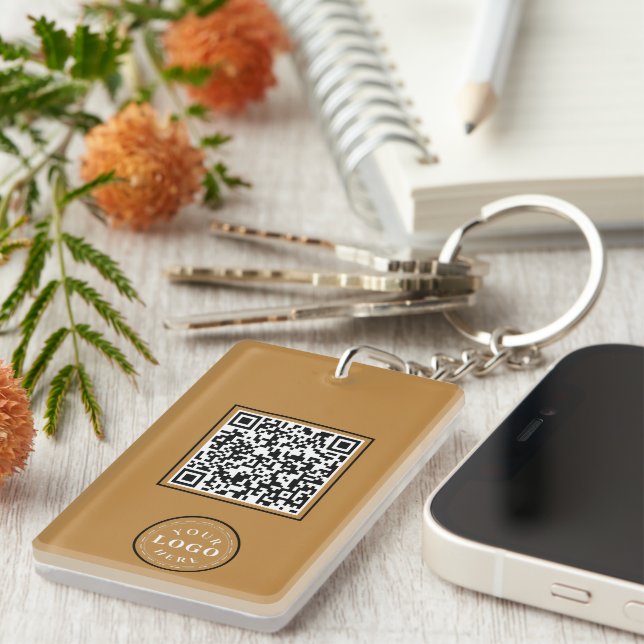 Custom Name & QR Code Rectangle Keychain (2-Sided) (Front Right)