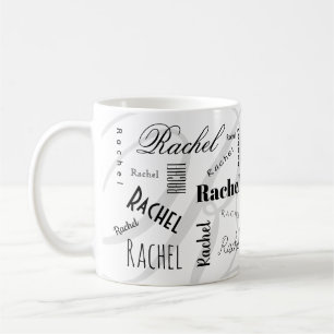 Custom Name Rachel Black White Coffee Mug