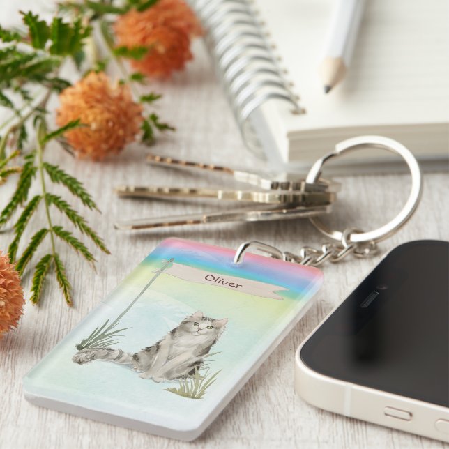 Custom Name Ragamuffin Cat Pet Key Ring (Front Right)