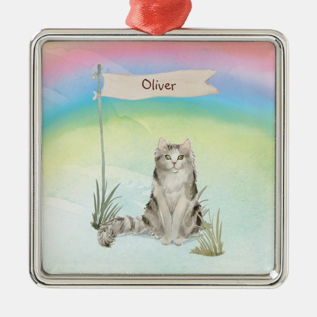 Custom Name Ragamuffin Cat Pet Metal Tree Decoration (Front)