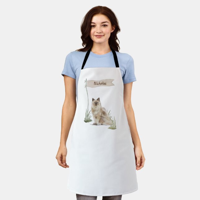 Custom Name Ragdoll Cat Pet Apron (Worn)