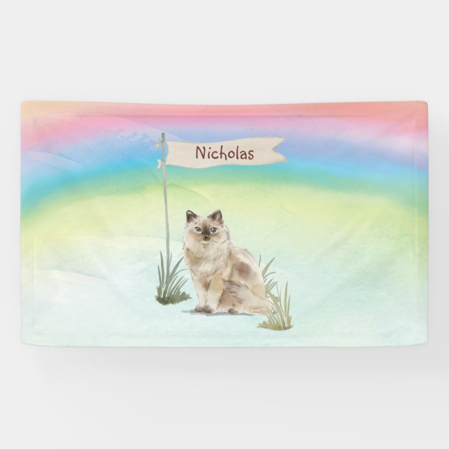 Custom Name Ragdoll Cat Pet Banner (Horizontal)