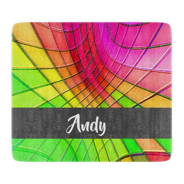 Custom name rainbow blocks cutting board (Front)