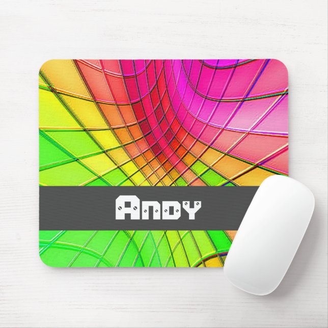 Custom name rainbow blocks mouse mat (With Mouse)