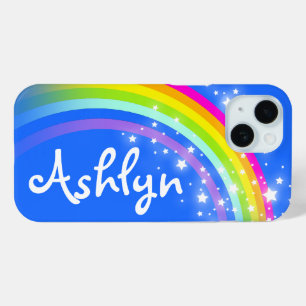 Custom name rainbow blue  iPhone 15 case