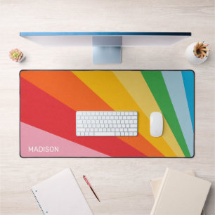 Custom Name Rainbow Colours Desk Mat