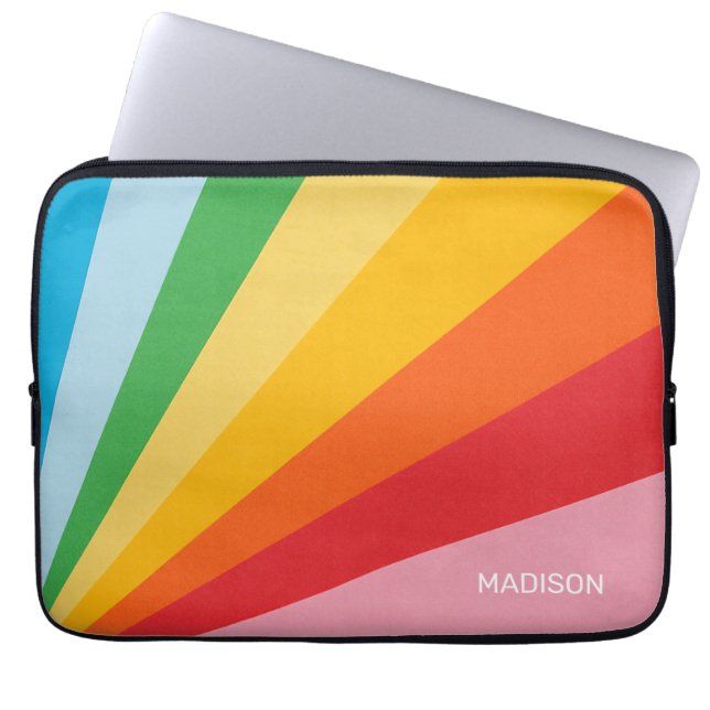 Custom Name Rainbow Colours Laptop Sleeve (Front)