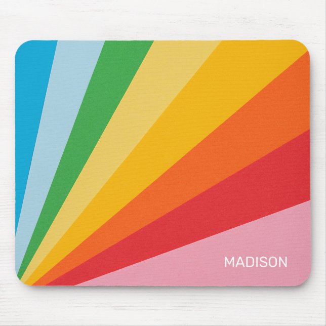 Custom Name Rainbow Colours Mouse Mat (Front)