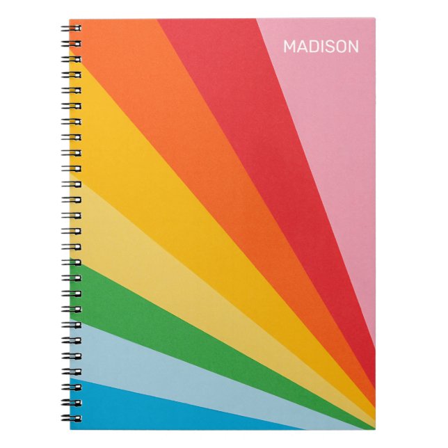 Custom Name Rainbow Colours Notebook (Front)