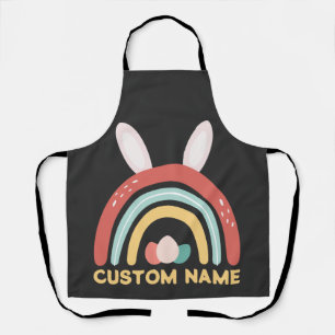 Custom Name Rainbow Egg Bunny Ear Cute Easter Apron