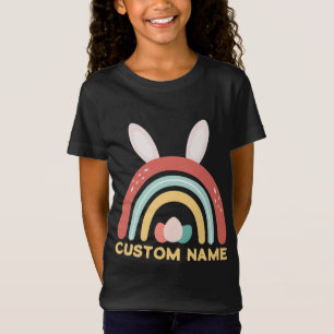 Custom Name Rainbow Egg Bunny Ear Cute Easter T-Shirt