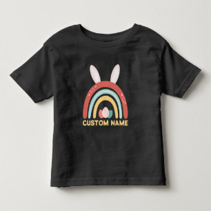 Custom Name Rainbow Egg Bunny Ear Cute Easter Toddler T-Shirt