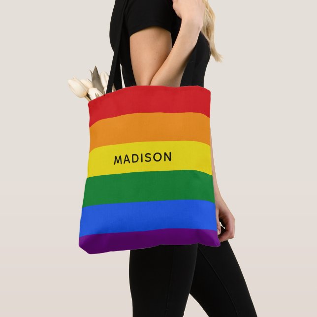 Custom name Rainbow Flag bags (Close Up)
