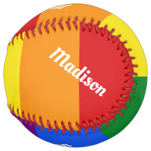 Custom name Rainbow Flag softball