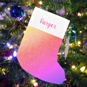 Custom Name Rainbow Glitter Small Christmas Stocking