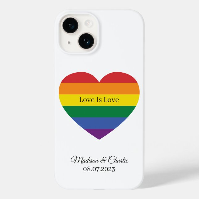 Custom Name Rainbow Heart Case-Mate iPhone Case (Back)