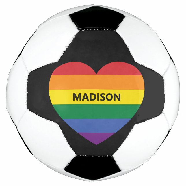 Custom Name Rainbow Heart Football (Front)