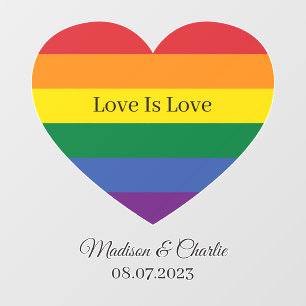 Custom Name Rainbow Heart Window Cling