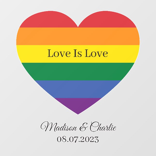 Custom Name Rainbow Heart Window Cling (Sheet)