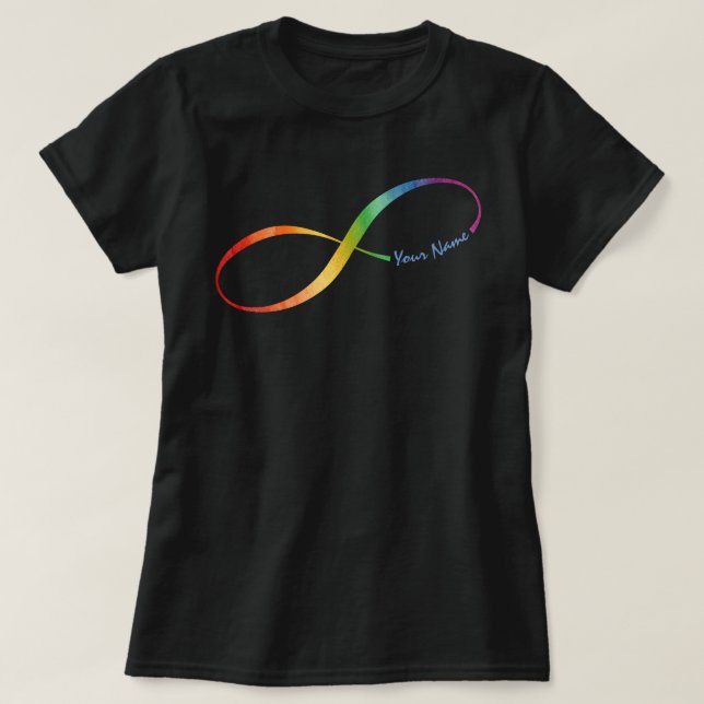 Custom Name Rainbow Infinity T-Shirt (Design Front)