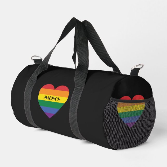 Custom Name Rainbow Love Duffle Bag (Right Corner)