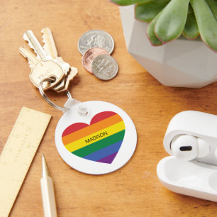 Custom Name Rainbow Love Key Ring