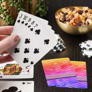 Custom Name Rainbow Mermaid Scales Playing Cards