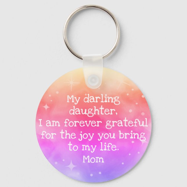 Custom Name Rainbow Ombre Galaxy Stars Nebula Cute Key Ring (Back)