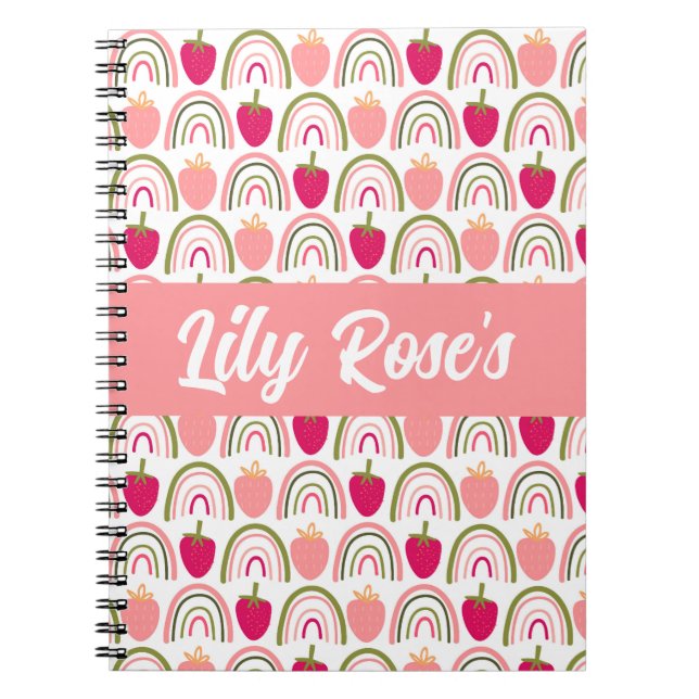 Custom Name Rainbow pattern kids Notebook (Front)