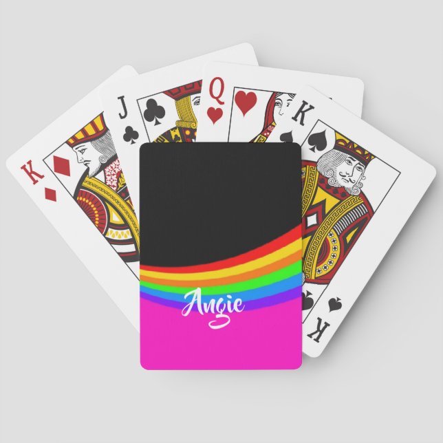 Custom name rainbow patterned playing cards (Back)