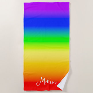 Custom Name Rainbow Pride Colourful Beach Towel