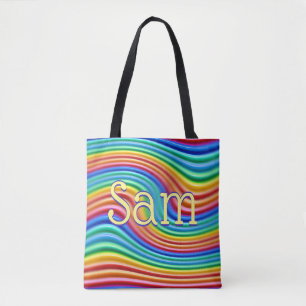 Custom name Rainbow Pride Tote Bag. Bag
