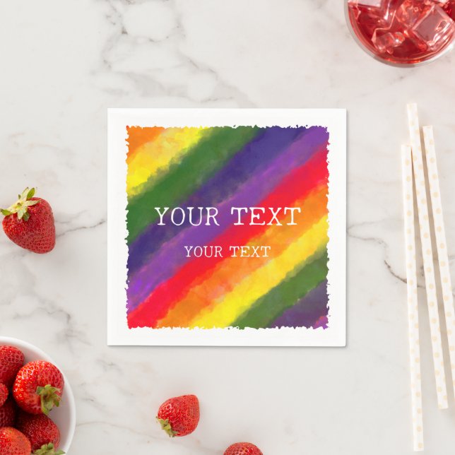 Custom Name Rainbow Watercolor Napkin (Insitu)