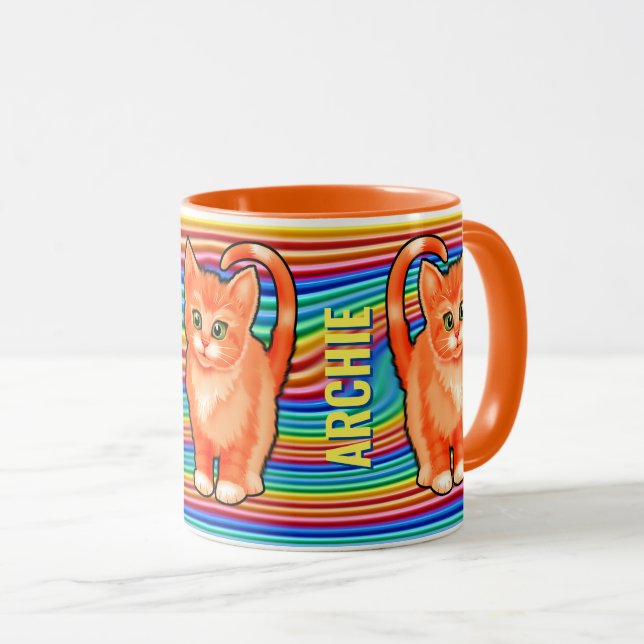 Custom name rainbows and kitten Mug. Coffee Mug (Front Right)