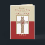 Custom Name, RCIA Blessings on Profession of Faith Card<br><div class="desc">With a beautiful ornate cross on red,  this card is perfect to give to someone who is entering the Catholic Faith. Very easy to add their name.</div>