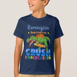 Custom Name Ready to Crush Kindergarten Dinosaur T-Shirt