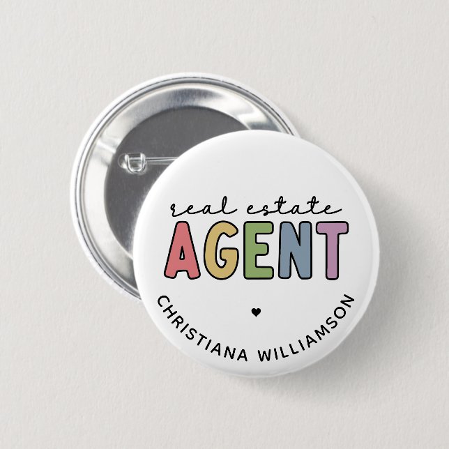 Custom Name Real Estate Agent | Realtor Gifts 6 Cm Round Badge (Front & Back)