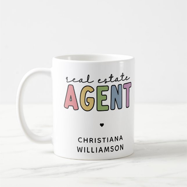 Custom Name Real Estate Agent | Realtor Gifts Coffee Mug (Left)