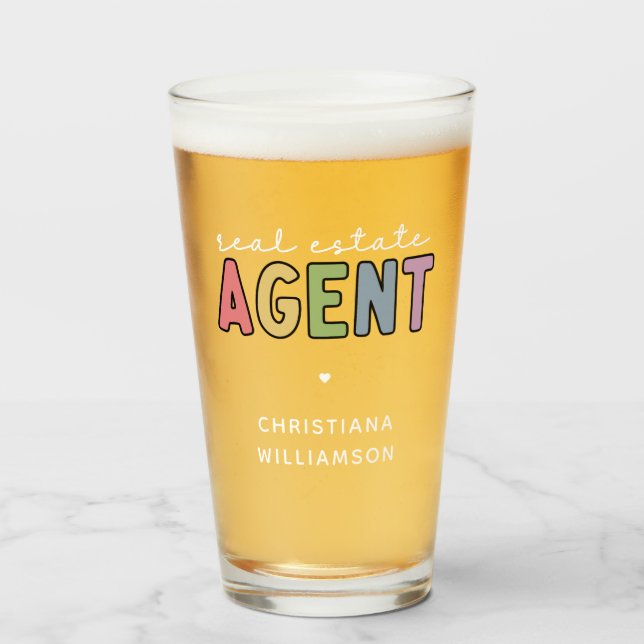 Custom Name Real Estate Agent | Realtor Gifts Glass (Front Filled)