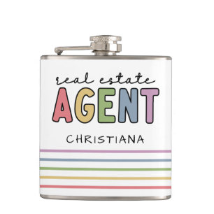 Custom Name Real Estate Agent   Realtor Gifts Hip Flask