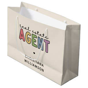 Custom Name Real Estate Agent   Realtor Gifts Large Gift Bag